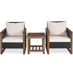Ensemble salon de jardin en bois d'acacia rotin artisanal anti-soleil résistant aux intempéries pour porche balcon terrasse 20_0008509
