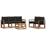 vidaXL Ensemble de canapés d'extérieur 6 pc Naturel et Noir