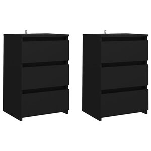vidaXL Tables de chevet 2 Pièces Noir 40x35x62 5 cm Aggloméré