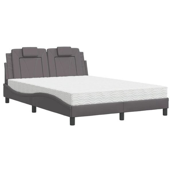 vidaXL Lit Viana avec matelas gris 140x190 cm similicuir