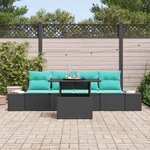 vidaXL Ensemble de Canapés avec coussin 5 Pièces Noir et Bleu polyrotin