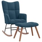 vidaXL Chaise à bascule avec tabouret en velours bleu