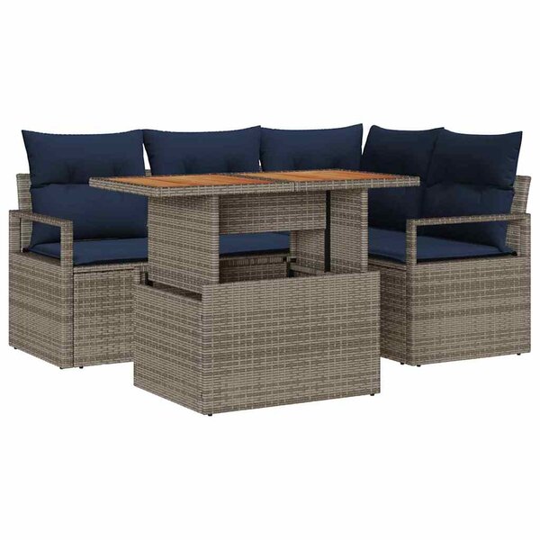 vidaXL Ensemble de salle à manger pour jardin 5 Pièces Gris et marine