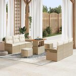 vidaXL Ensemble de canapé de jardin 9 Pièces Beige polyrotin