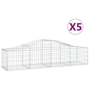 vidaXL Paniers à gabions arqués 5 Pièces 200x50x40/60 cm fer galvanisé