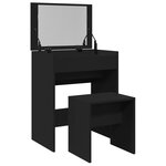 vidaXL Coiffeuse et tabouret noir 60x40x113 5 cm