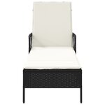 vidaXL Chaise Longue Noir et crème PE Rattan 157 x 55 x 92 cm