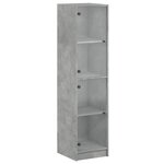 vidaXL Buffet avec portes en verre gris béton 35x37x142 cm