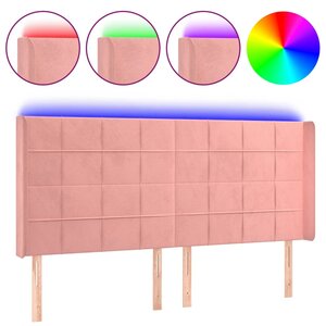 vidaXL Tête de lit à LED Rose 183x16x118/128 cm Velours