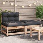 vidaXL Canapé de jardin sans accoudoirs avec coussins et repose-pieds