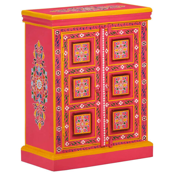 vidaXL Buffet Bois massif de manguier Peinture rose à la main