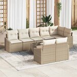 vidaXL Ensemble de canapé de jardin 9 Pièces Beige Poly rotin