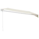 vidaXL Auvent rétractable crème 5x3 m tissu et aluminium