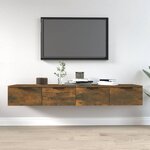 vidaXL Armoires murales 2 Pièces Chêne fumé 68x30x20 cm Bois d'ingénierie