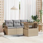 vidaXL Ensemble de canapé de jardin 5 Pièces Beige Poly rotin