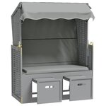 vidaXL Strandkorb avec auvent Résine tressée et bois solide Gris