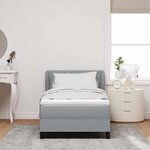 vidaXL Lit à ressorts avec matelas Gris clair 100 x 200 cm tissu
