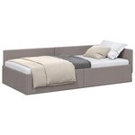 vidaXL Cadre de lit d'angle Taupe 90 x 200 cm tissu