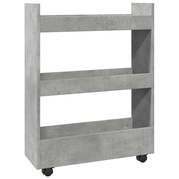 vidaXL Chariot de rangement étroit 3 niveaux gris béton