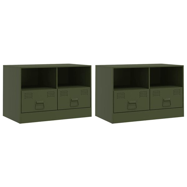 vidaXL Meubles TV 2 Pièces vert olive 67x39x44 cm acier