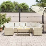 vidaXL Canapé de jardin avec coussins beige résine tressée