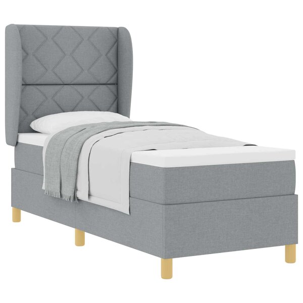vidaXL Lit à ressorts avec matelas gris foncé 90x190 cm Gris clair