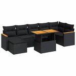 vidaXL Salon de jardin avec coussins 8 Pièces noir résine tressée acacia