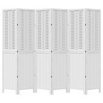 vidaXL Cloison de séparation 6 panneaux blanc bois de paulownia massif