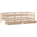 vidaXL Lit de jour avec tiroirs sans matelas 90x190 cm bois massif