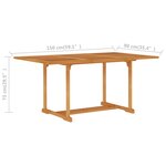 vidaXL Table de jardin 150x90x75 cm Bois de teck massif