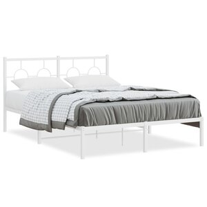 vidaXL Cadre de lit métal sans matelas et tête de lit blanc 135x190 cm