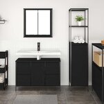 Set de meubles pour la salle de bain 2 pièces en bois d'ingénierie chêne noir