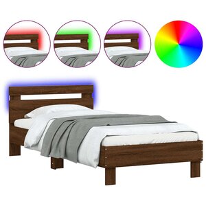 vidaXL Cadre de lit sans matelas avec lumières LED 75x190 cm