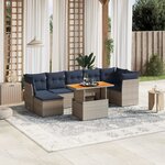 vidaXL Salon de jardin 8 Pièces avec coussins gris résine tressée