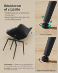 Chaise de salle à manger fauteuil siège rembourrée avec accoudoirs largeur d’assise 49 cm pieds en métal revêtement en velours charge 110 kg pour salon chambre noir 12_0004912