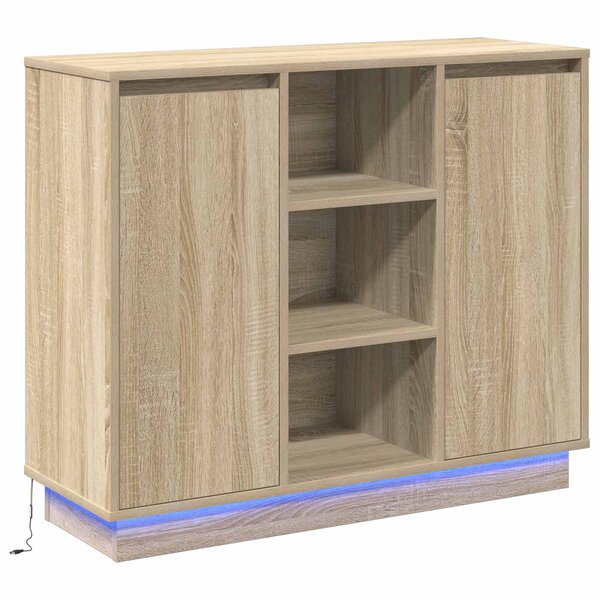 vidaXL Buffet LED Chêne Sonoma 90 x 32 x 75 cm Bois d'ingénierie