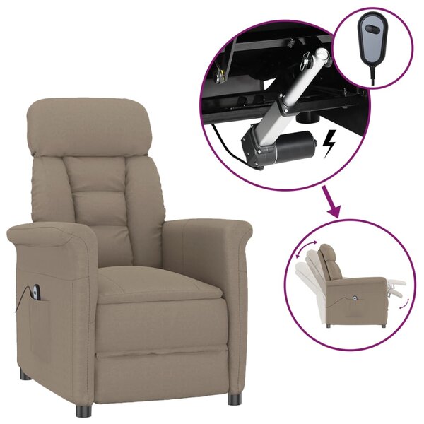 vidaXL Fauteuil inclinable électrique Taupe Similicuir daim