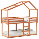 vidaXL Lit superposé avec toit cire marron 80x200cm bois massif de pin