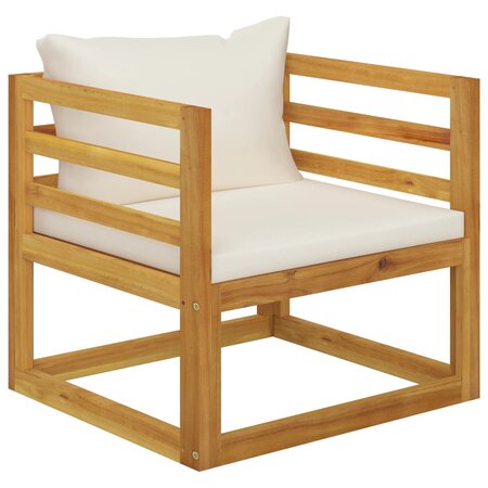 vidaXL Chaise de jardin avec coussins crème Bois d'acacia massif