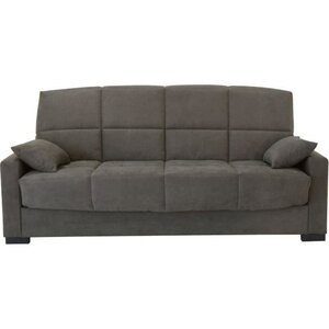 Canapé clic clac 3 places taupe avec matelas 17 cm MEGAN 223 x 96 x 103 cm