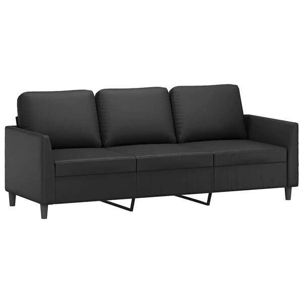 vidaXL Canapé à 3 places Noir 180 cm Similicuir