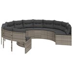 vidaXL Canapé de jardin avec table coussins rond gris résine tressée