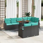 vidaXL Ensemble de canapé de jardin 9 Pièces Noir Poly rotin