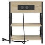 vidaXL Table de nuit avec station de chargement 2 Pièces Chêne sonoma