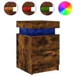 vidaXL Tables de chevet avec lumières LED 2 Pièces chêne fumé 35x39x55 cm