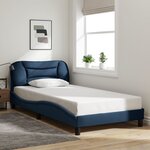 vidaXL Cadre de lit avec LED sans matelas Hvar bleu 100x200 cm tissu