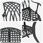 Ensemble de salle à manger de jardin de 7 pièces en aluminium coulé noir