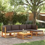 vidaXL Salon de jardin avec coussins 6 Pièces bois d'acacia solide