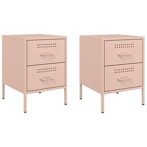 vidaXL Tables de chevet 2 Pièces rose 36x39x50 5 cm acier