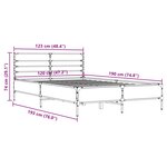 vidaXL Cadre de lit chêne marron 120x190 cm bois d'ingénierie et métal
